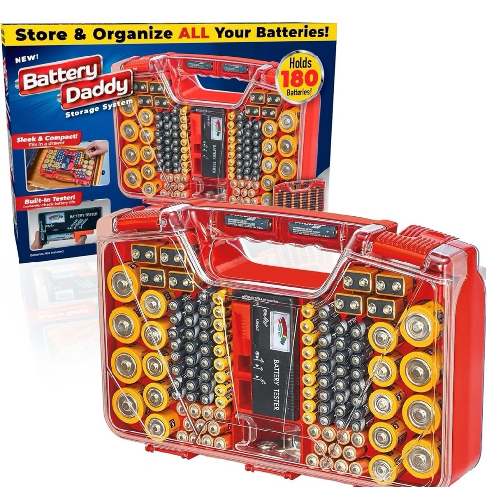 New Battery Daddy Battery Organizer Storage Case with Tester -Protects